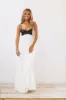 Caviar Dreams Maxi Dress - Ivory and Vegan Black Leather sold by Hazel & Olive
