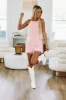 That Impresses Fringe Romper - Light Pink sold by Hazel & Olive