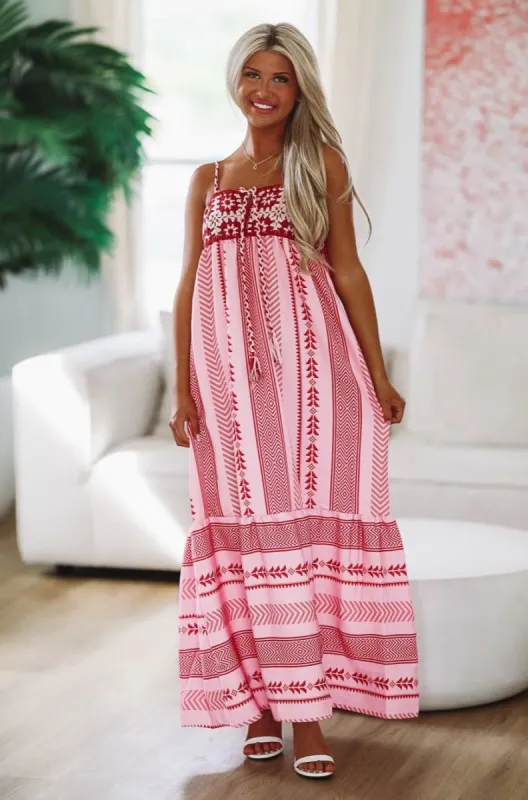 Arizona Mornings Maxi Dress - Pink and Red sold by Hazel & Olive