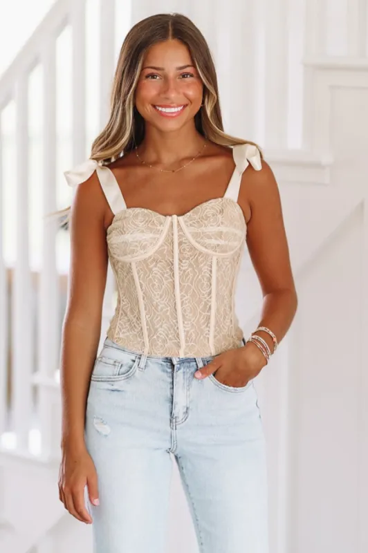 Show Me Corset Top - Champagne sold by Hazel & Olive