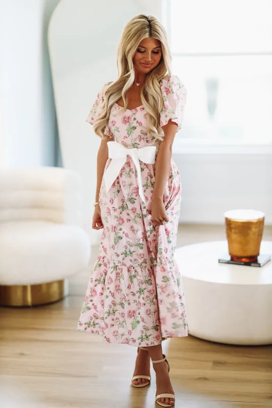 Flourish In Spring Floral Midi Dress - Pink sold by Hazel & Olive