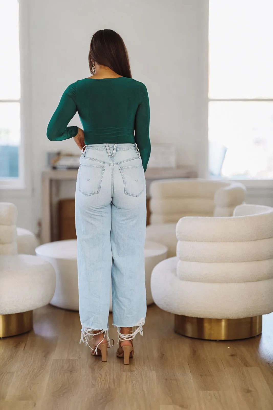 Snatched Square Neck Bodysuit - Green sold by Hazel & Olive product image thumbnail 2