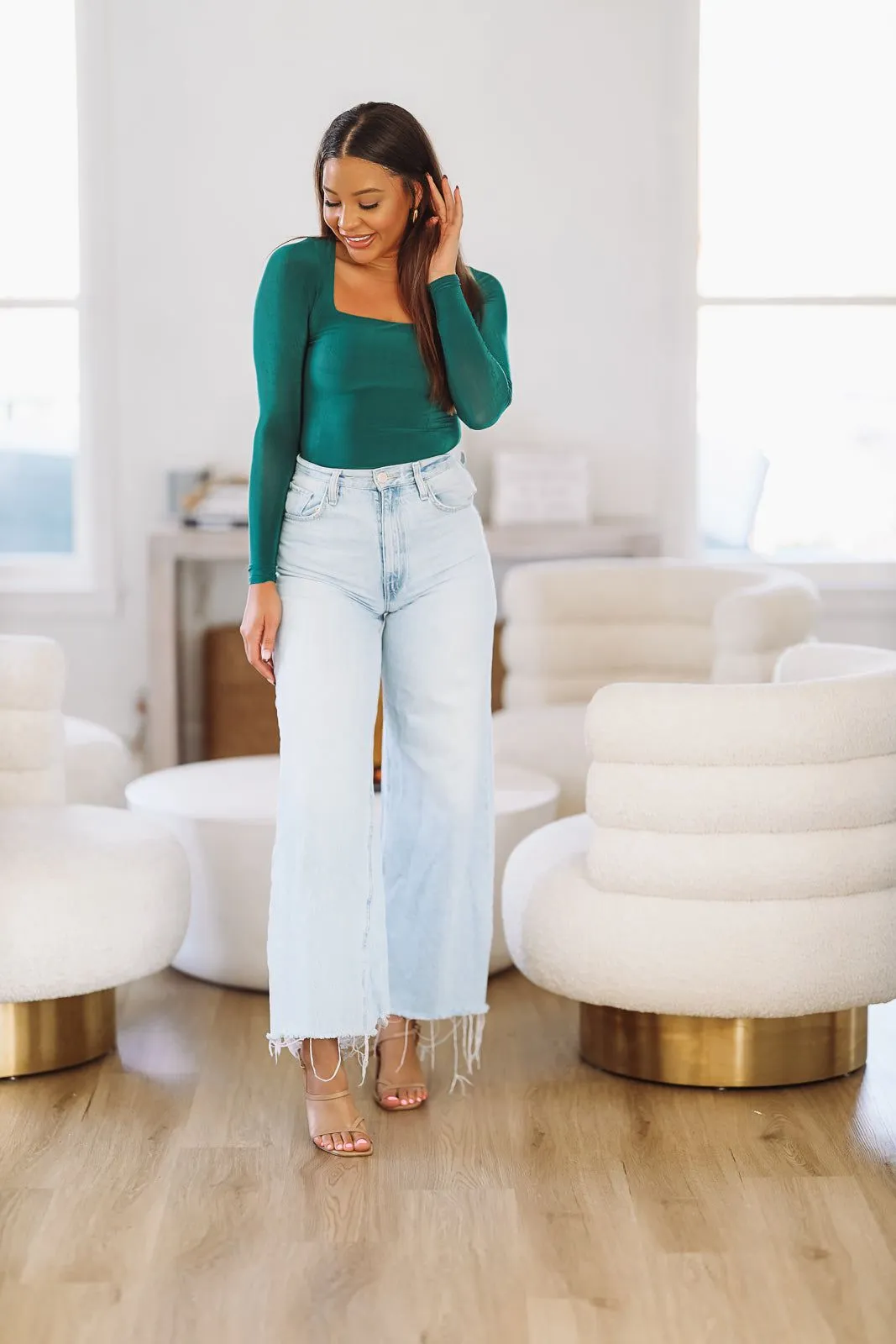 Snatched Square Neck Bodysuit - Green sold by Hazel & Olive product image thumbnail 3