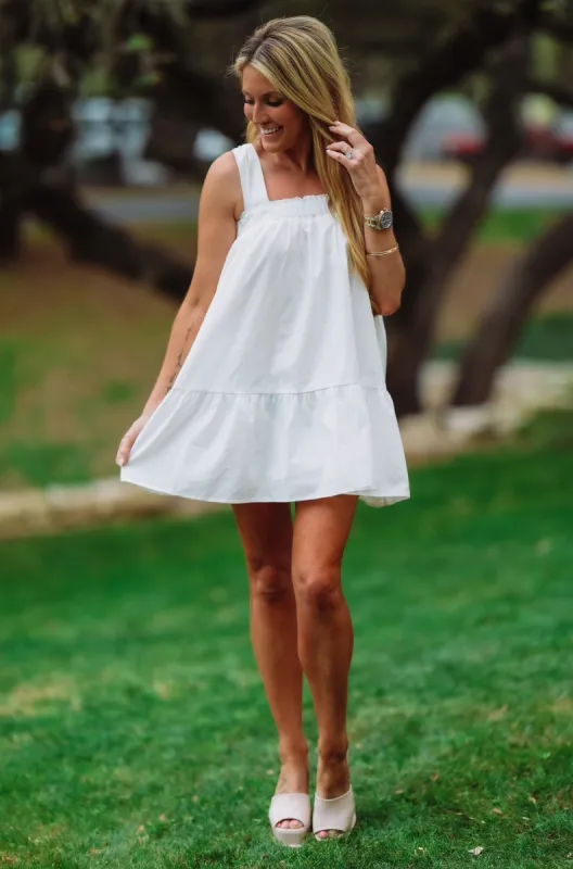 First Pick Mini Dress - White sold by Hazel & Olive