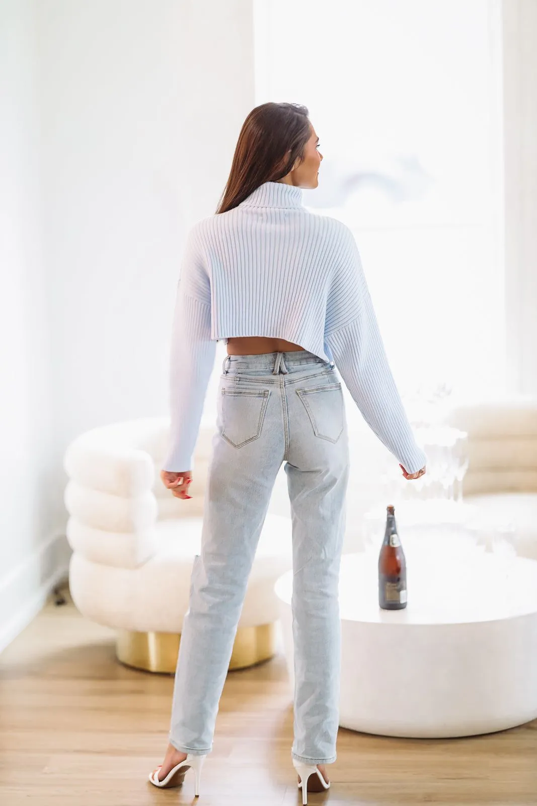 Oh So Soft Crop Knit Sweater - Light Blue sold by Hazel & Olive product image thumbnail 4