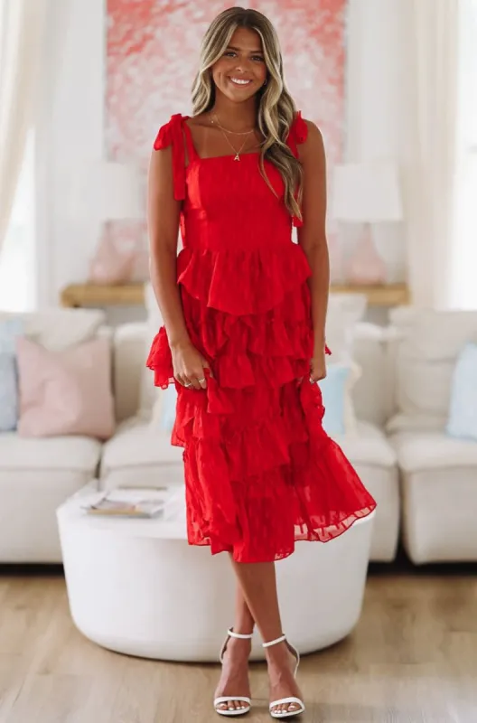 Follow Along Midi Dress - Red sold by Hazel & Olive