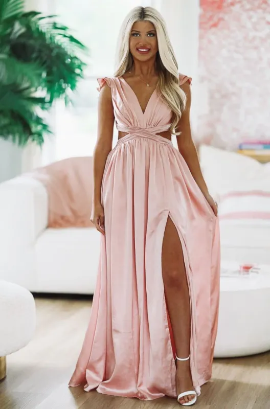 Into the Bliss Maxi Gown Dress - Blush sold by Hazel & Olive