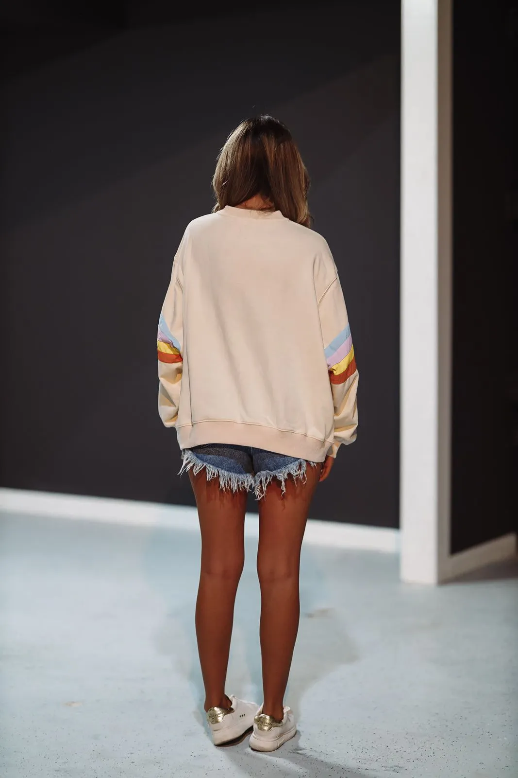 Happy Go Lucky Pullover - Cream and Rainbow sold by Hazel & Olive product image thumbnail 3