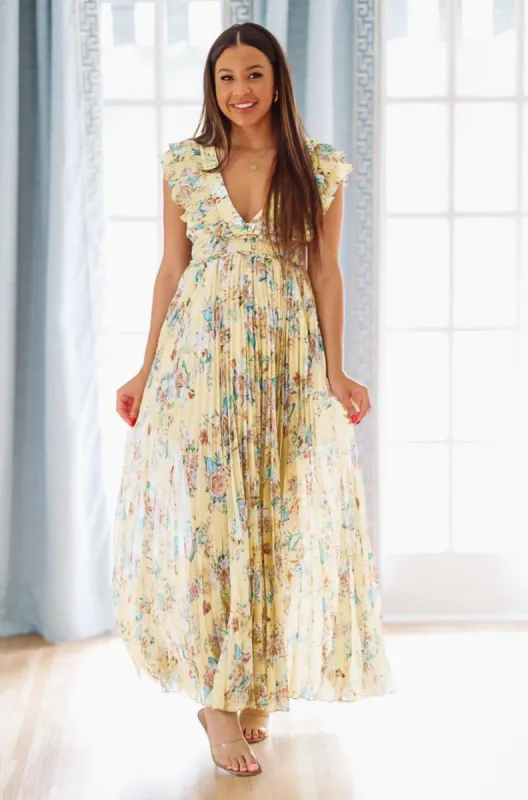 Floral For Keeps Maxi Gown - Yellow sold by Hazel & Olive