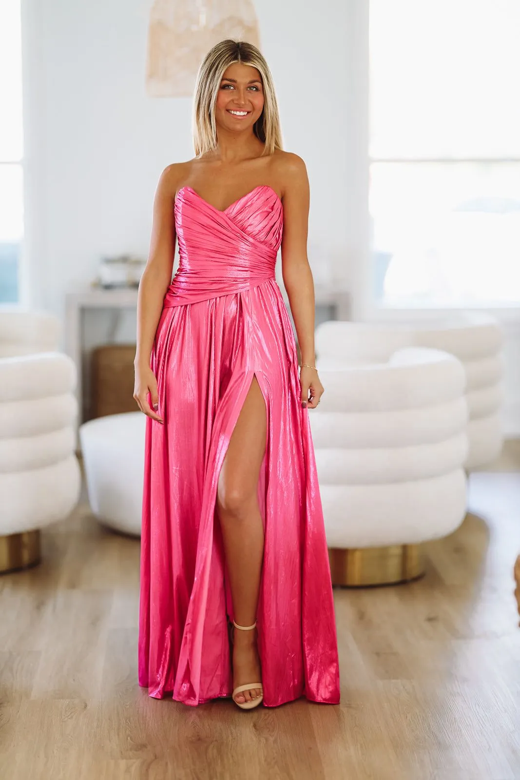 Metallic Shimmer Maxi Dress - Magenta sold by Hazel & Olive product image thumbnail 2