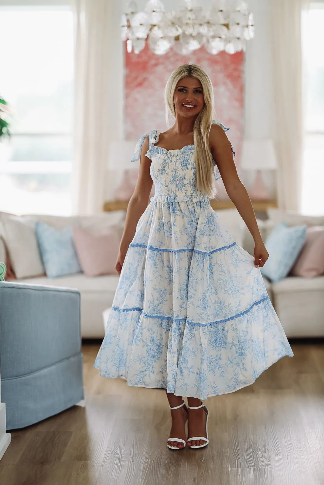 Rosemary Midi Dress - Light Blue and Ivory sold by Hazel & Olive product image thumbnail 3