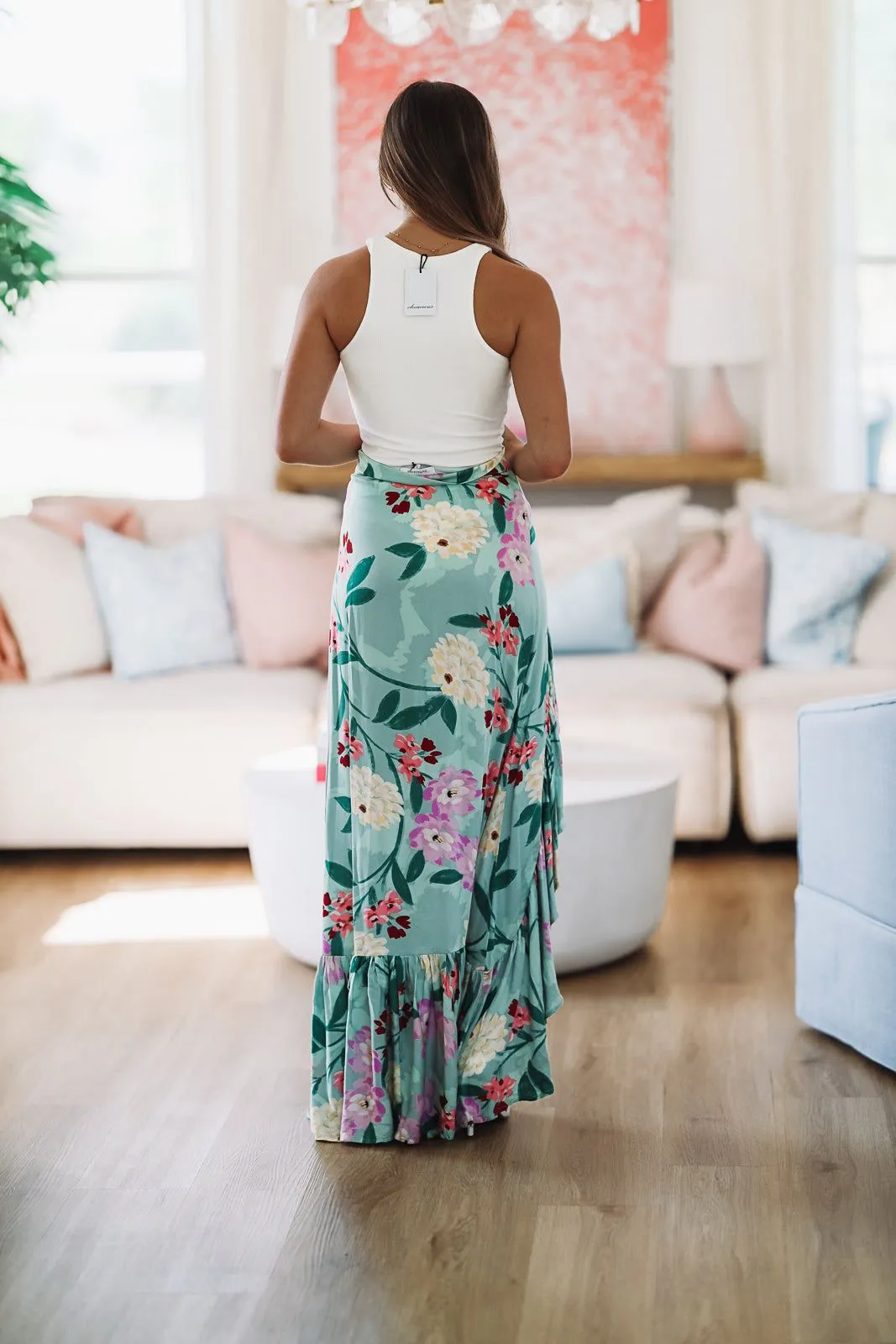 Go With the Flow Maxi Skirt - Green and Lavender sold by Hazel & Olive product image thumbnail 3