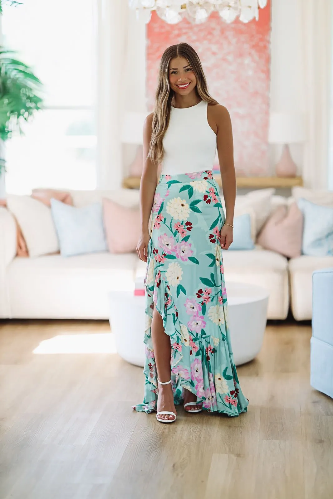 Go With the Flow Maxi Skirt - Green and Lavender sold by Hazel & Olive product image thumbnail 2