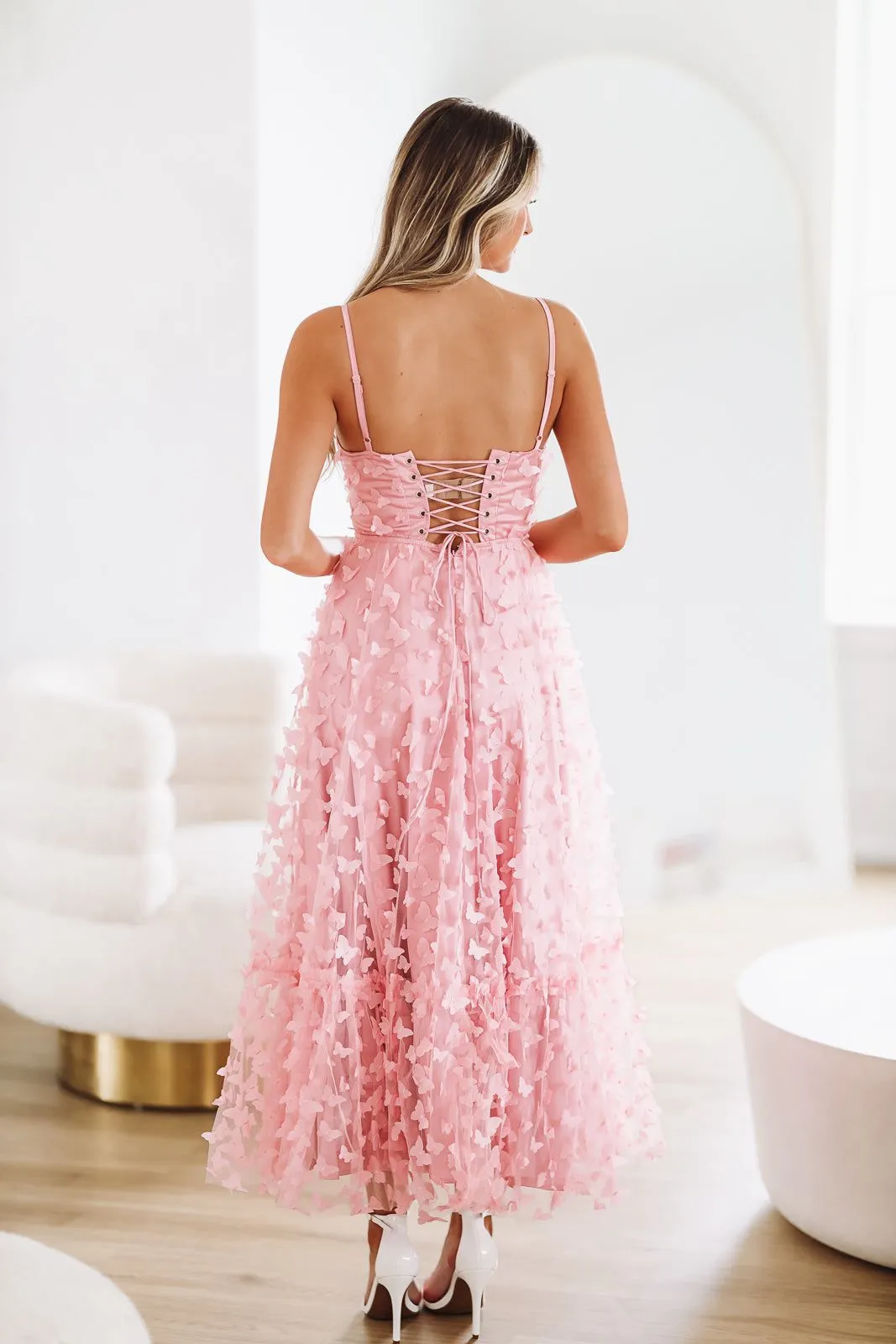 Giving Me Butterflies Midi Dress - Rose Pink sold by Hazel & Olive product image thumbnail 4