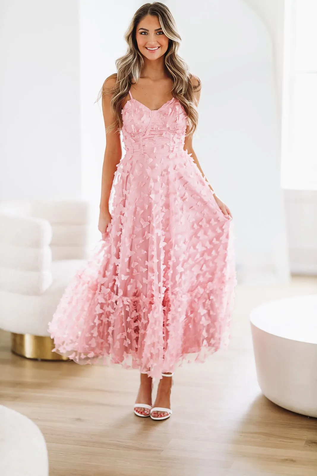 Giving Me Butterflies Midi Dress - Rose Pink sold by Hazel & Olive product image thumbnail 5