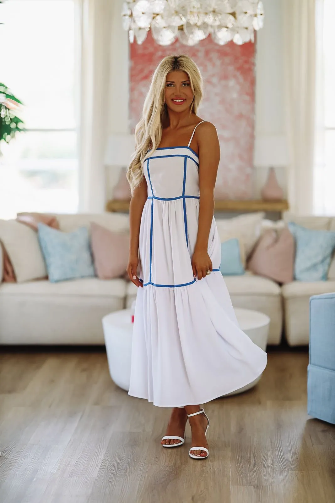 Happiest in the Hamptons Midi Dress - White and Blue sold by Hazel & Olive product image thumbnail 2