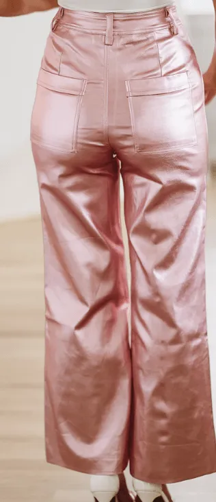 Shine Bright Metallic Pants - Pink sold by Hazel & Olive product image thumbnail 3