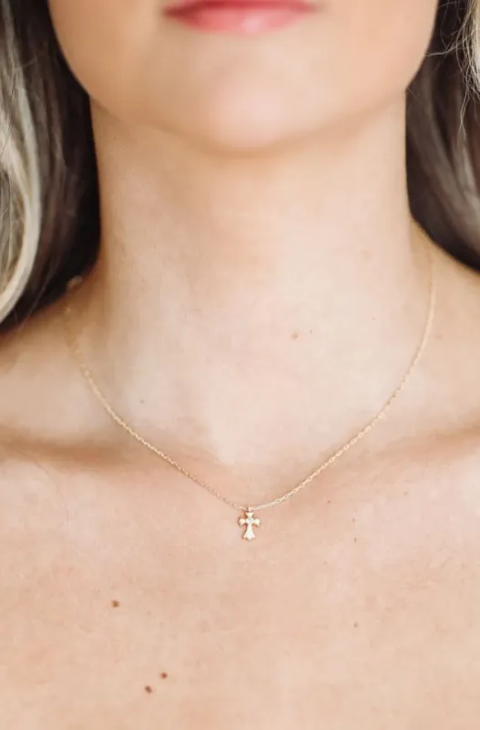 Gold Dipped Mini Cross Necklace - Gold sold by Hazel & Olive