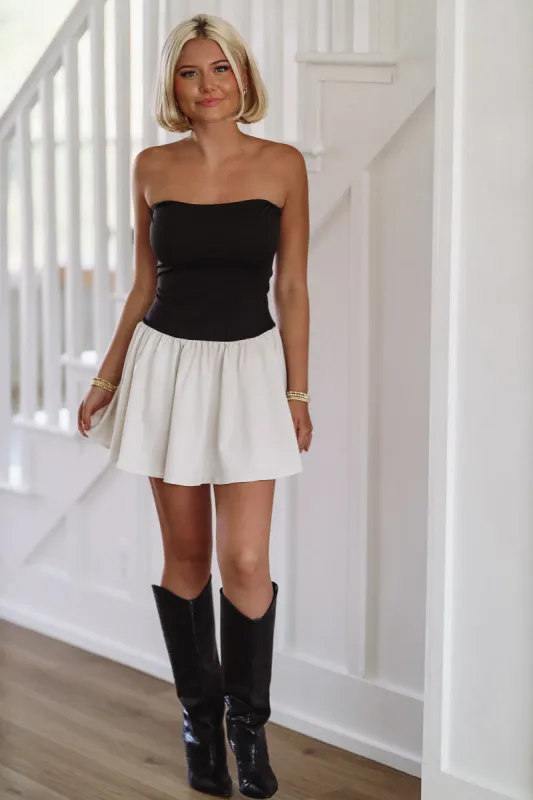 Professional Weekend Mini Dress - Black and Cream sold by Hazel & Olive