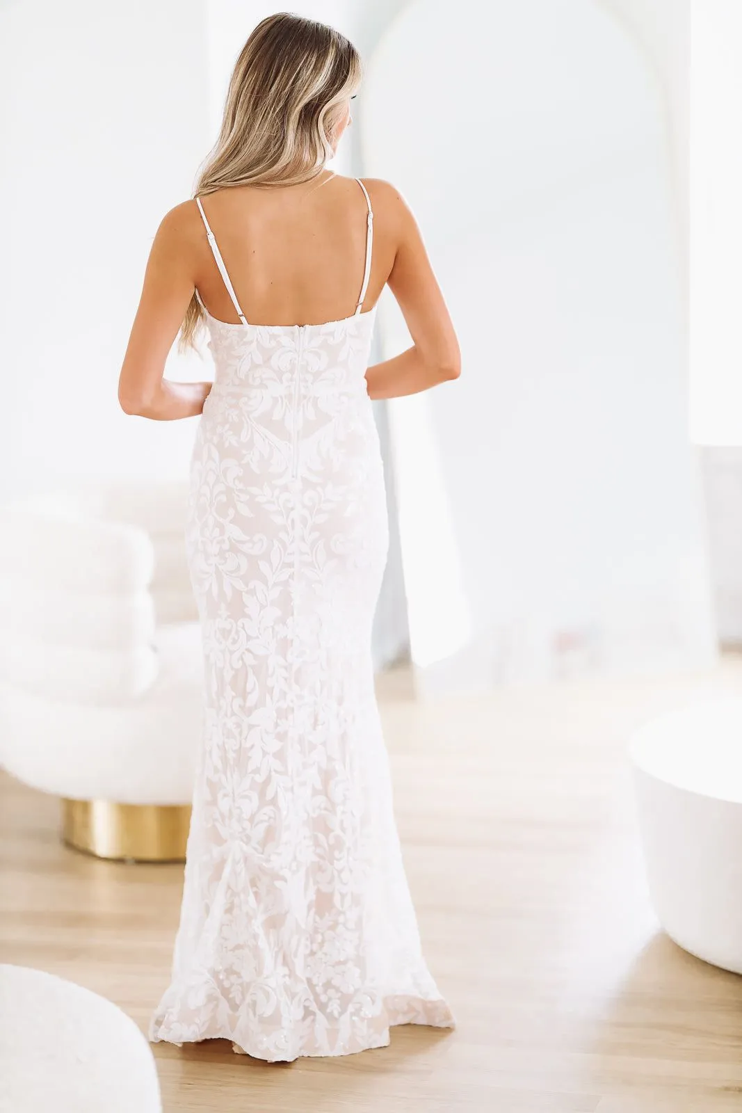 Breathless Sequin Maxi Dress - White and Nude sold by Hazel & Olive product image thumbnail 3