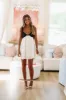 Making Jaws Drop Mini Dress - Cream and Black sold by Hazel & Olive