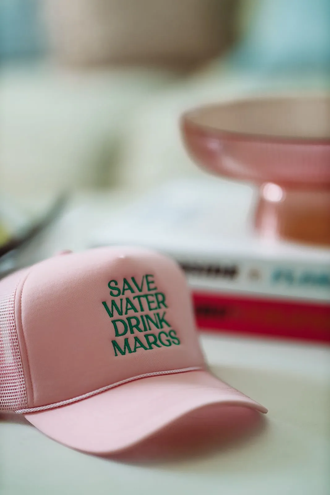 Save Water Drink Margs Embroidered Trucker Hat - Pink sold by Hazel & Olive