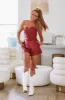 Merlot In The Glass Vegan Leather Romper - Maroon sold by Hazel & Olive