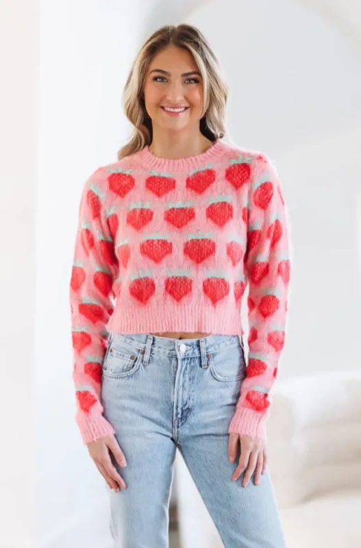 Strawberry Fields Sweater - Pink sold by Hazel & Olive
