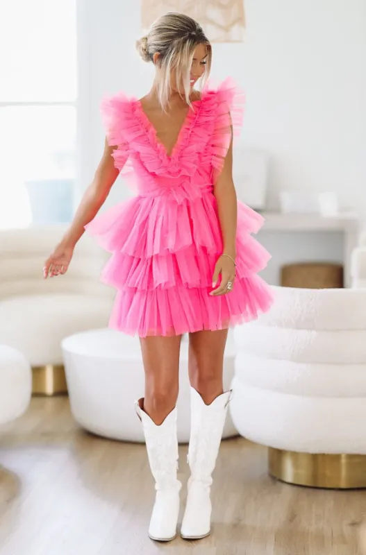 After Five Tulle Cocktail Mini Dress - Pink sold by Hazel & Olive