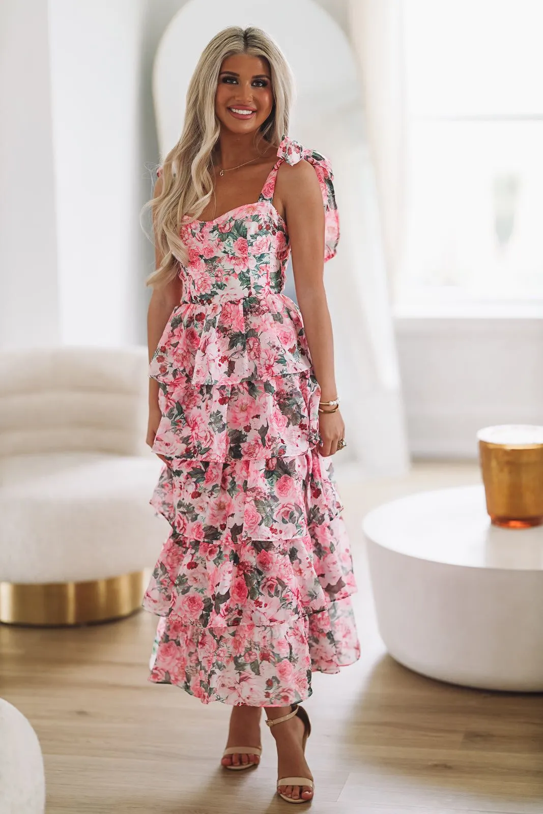 Love in Your Eyes Midi Dress - Pink sold by Hazel & Olive