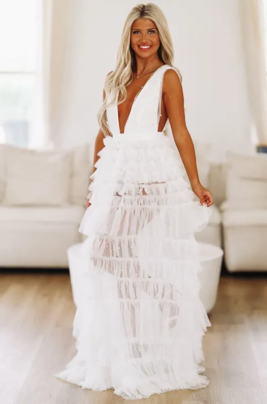 Forevermore Maxi Dress Gown - White sold by Hazel & Olive