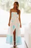 Life on Vacay Maxi Dress - White and Aqua sold by Hazel & Olive