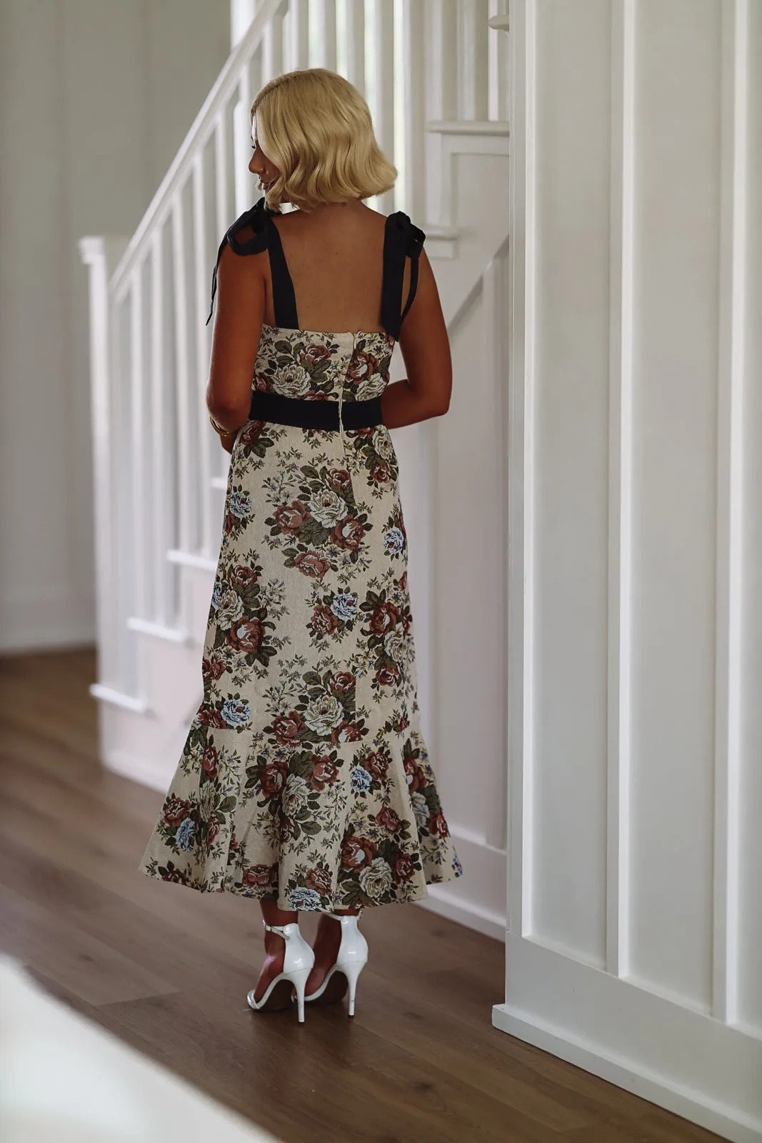 Tapestry Midi Dress Taupe sold by Hazel & Olive product image thumbnail 3