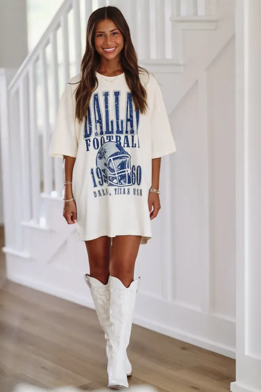 Vintage Dallas Football Oversized T-Shirt - Cream sold by Hazel & Olive
