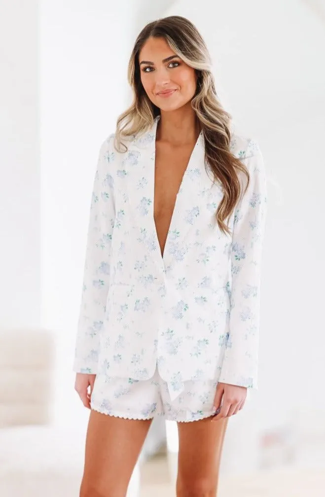 Loveable Jacket - White and Blue sold by Hazel & Olive