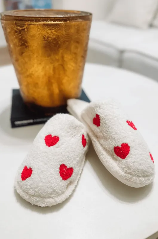 Covered in Love Heart Slippers - White and Red sold by Hazel & Olive