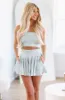 Pleats To Meet You Crop Top and Skort Set - Blue sold by Hazel & Olive