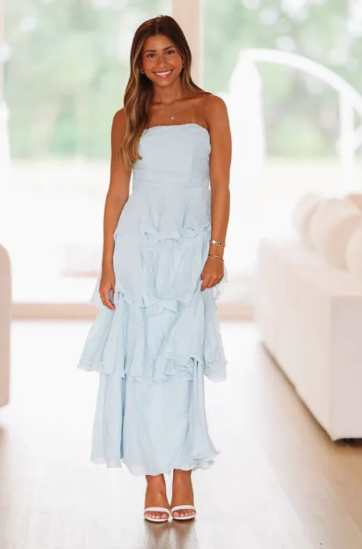 Ruffles of Love Maxi Dress - Light Blue sold by Hazel & Olive
