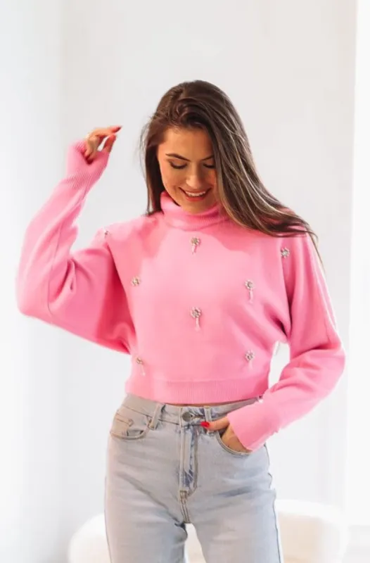 Never Ending Love Crop Sweater - Pink (FINAL SALE) sold by Hazel & Olive