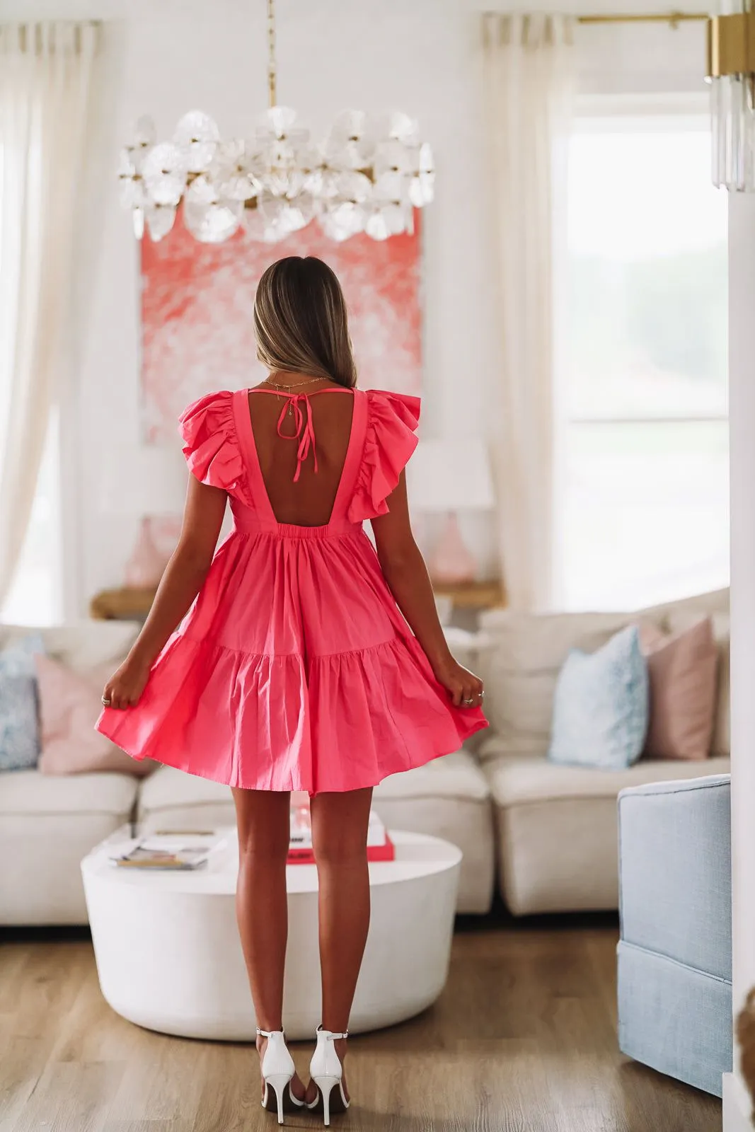 Ruffle Bow Poplin Mini Dress - Pink sold by Hazel & Olive product image thumbnail 4