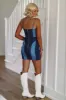 Patchwork Denim Mini Dress - Denim sold by Hazel & Olive