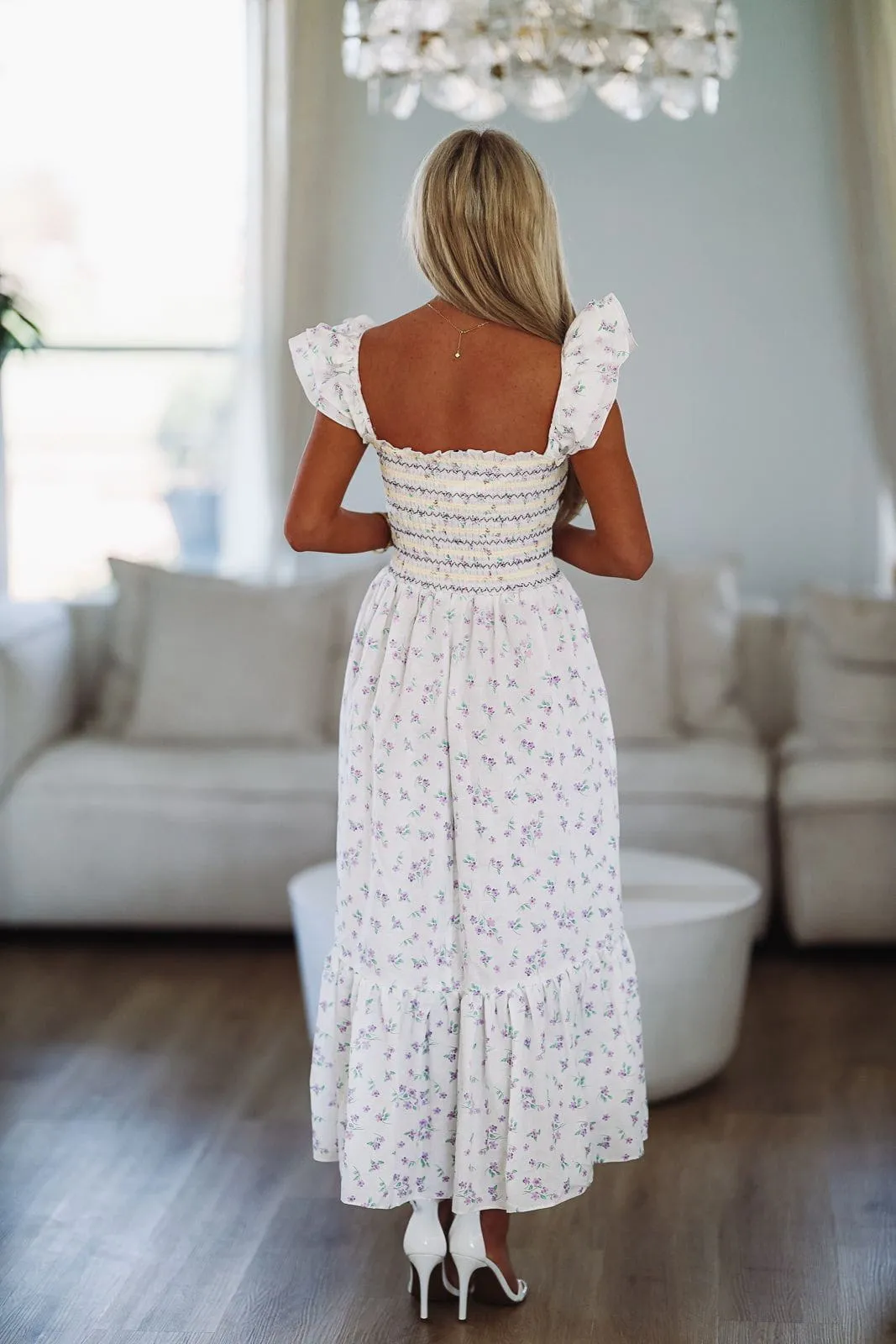 Picture Me Midi Dress - White and Purple sold by Hazel & Olive product image thumbnail 4