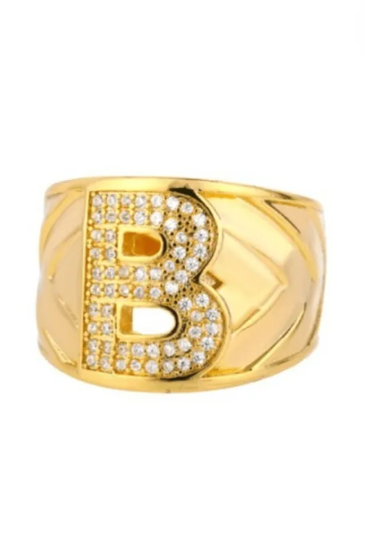 Chunky Initial Ring - Gold made by Hazel & Olive