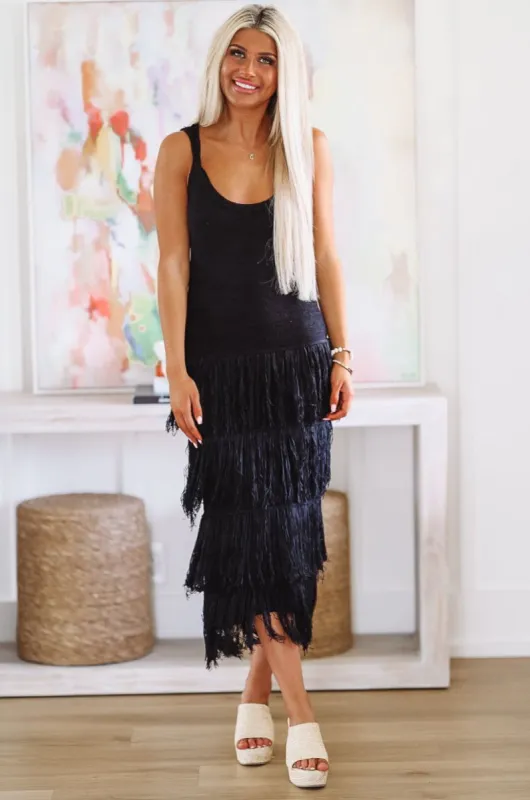 Drinks on the Beach Midi Dress - Black sold by Hazel & Olive