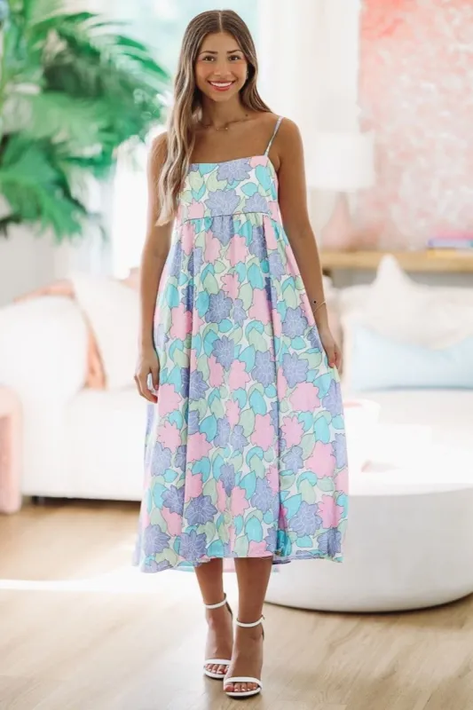 Swing Into Love Floral Maxi Dress - Pink, Purple, Green and Blue sold by Hazel & Olive