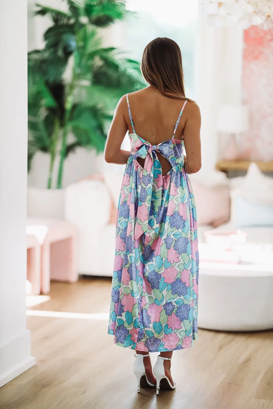 Swing Into Love Floral Maxi Dress - Pink, Purple, Green and Blue sold by Hazel & Olive product image thumbnail 2