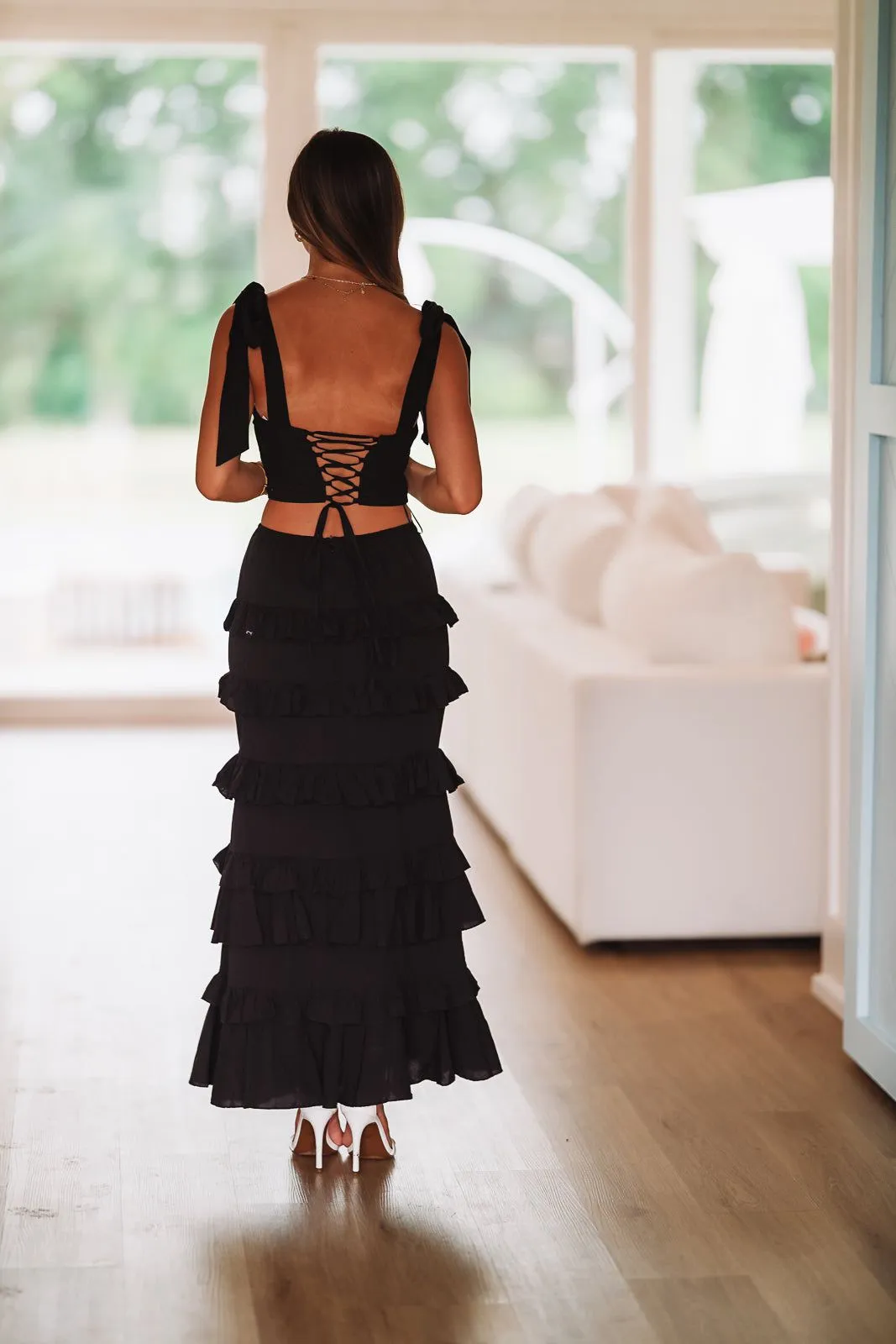 Spring Muse Ruffle Maxi Skirt - Black sold by Hazel & Olive product image thumbnail 3