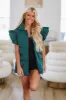 Ruffle Puffer Vest - Hunter Green sold by Hazel & Olive