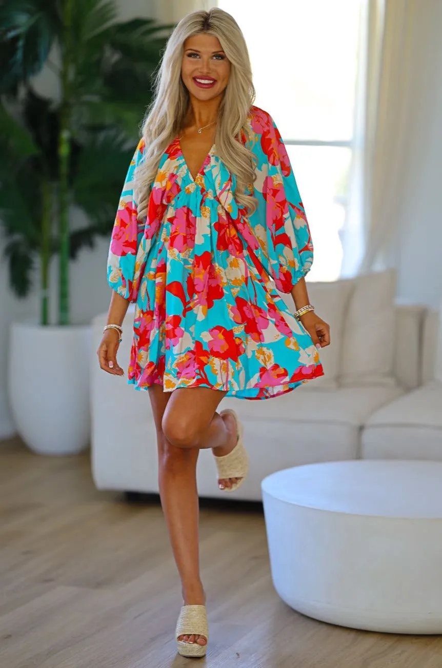 Paradise Found Mini Dress - Blue sold by Hazel & Olive