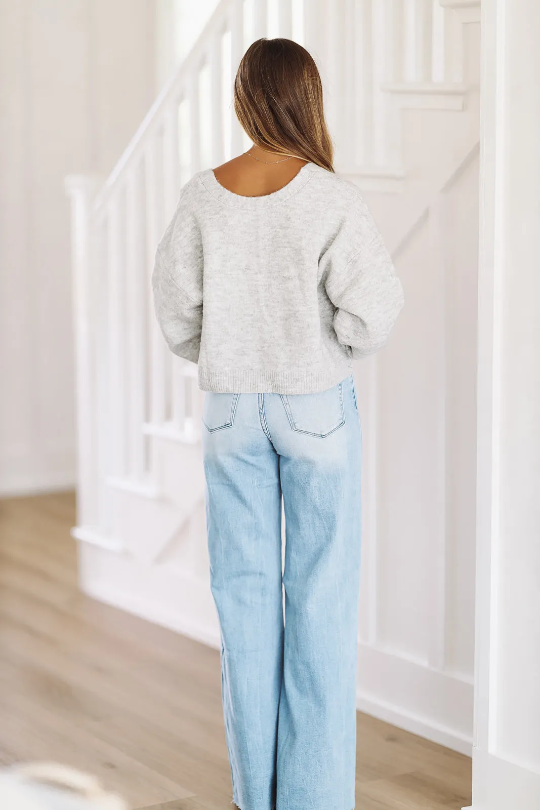 Girly Girl Knit Bow Top - Heather Grey sold by Hazel & Olive product image thumbnail 3